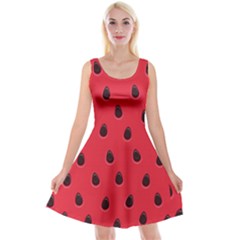 Seamless Watermelon Surface Texture Reversible Velvet Sleeveless Dress