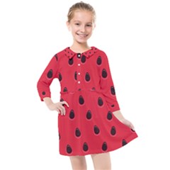 Seamless Watermelon Surface Texture Kids  Quarter Sleeve Shirt Dress