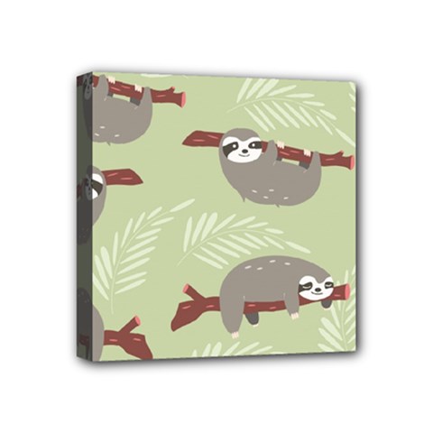 Sloths Pattern Design Mini Canvas 4  X 4  (stretched) by Vaneshart