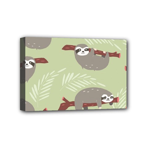 Sloths Pattern Design Mini Canvas 6  X 4  (stretched) by Vaneshart