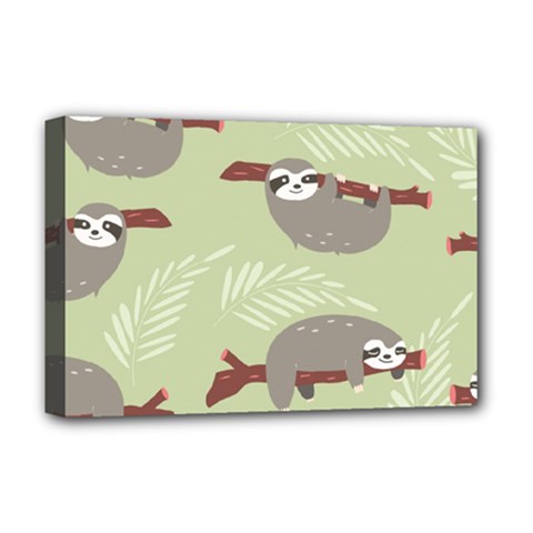 Sloths Pattern Design Deluxe Canvas 18  X 12  (stretched) by Vaneshart