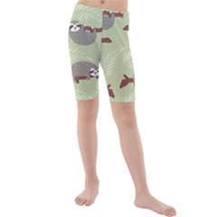 Sloths Pattern Design Kids  Mid Length Swim Shorts by Vaneshart