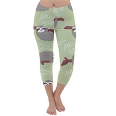 Sloths Pattern Design Capri Winter Leggings  by Vaneshart