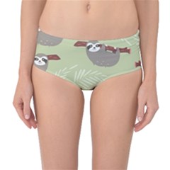 Sloths Pattern Design Mid-waist Bikini Bottoms by Vaneshart