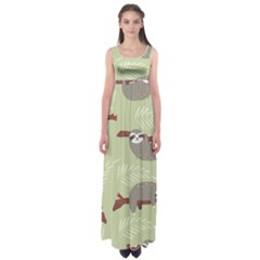 Sloths Pattern Design Empire Waist Maxi Dress by Vaneshart