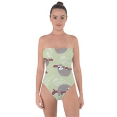 Sloths Pattern Design Tie Back One Piece Swimsuit by Vaneshart