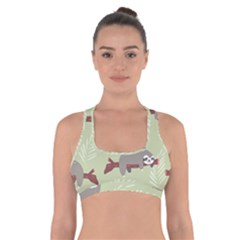 Sloths Pattern Design Cross Back Sports Bra by Vaneshart