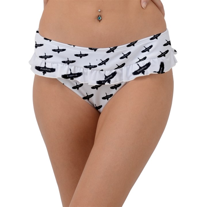 Freedom Concept Graphic Silhouette Pattern Frill Bikini Bottom