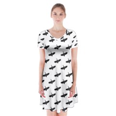 Freedom Concept Graphic Silhouette Pattern Short Sleeve V-neck Flare Dress by dflcprintsclothing