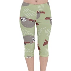 Sloths Pattern Design Velvet Capri Leggings  by Vaneshart