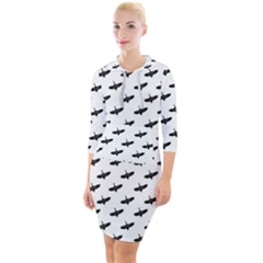 Freedom Concept Graphic Silhouette Pattern Quarter Sleeve Hood Bodycon Dress