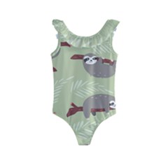 Sloths Pattern Design Kids  Frill Swimsuit by Vaneshart