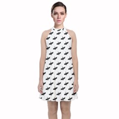 Freedom Concept Graphic Silhouette Pattern Velvet Halter Neckline Dress 