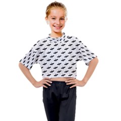 Freedom Concept Graphic Silhouette Pattern Kids Mock Neck Tee