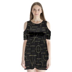 Abstract Math Pattern Shoulder Cutout Velvet One Piece