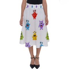 Seamless Pattern Cute Funny Monster Cartoon Isolated White Background Perfect Length Midi Skirt by Vaneshart