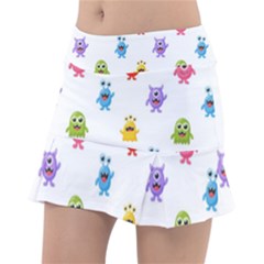 Seamless Pattern Cute Funny Monster Cartoon Isolated White Background Tennis Skorts by Vaneshart