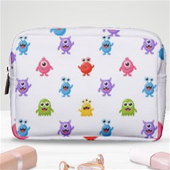 Seamless Pattern Cute Funny Monster Cartoon Isolated White Background Make Up Pouch (medium) by Vaneshart