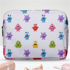 Seamless Pattern Cute Funny Monster Cartoon Isolated White Background Make Up Pouch (large) by Vaneshart