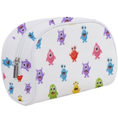 Seamless Pattern Cute Funny Monster Cartoon Isolated White Background Makeup Case (large)