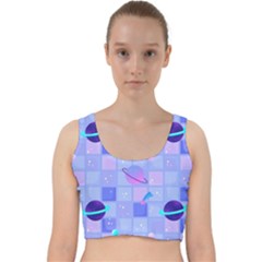 Seamless Pattern Pastel Galaxy Future Velvet Racer Back Crop Top by Vaneshart