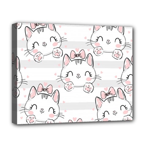 Cat With Bow Pattern Deluxe Canvas 20  X 16  (stretched) by Vaneshart