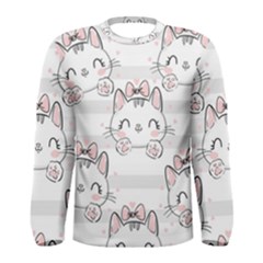 Cat With Bow Pattern Men s Long Sleeve Tee by Vaneshart