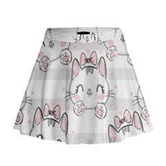 Cat With Bow Pattern Mini Flare Skirt by Vaneshart