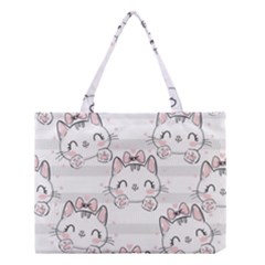 Cat With Bow Pattern Medium Tote Bag by Vaneshart