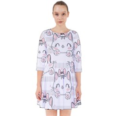 Cat With Bow Pattern Smock Dress by Vaneshart