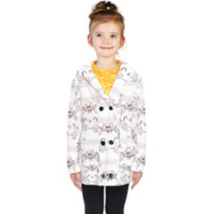 Cat With Bow Pattern Kids  Double Breasted Button Coat