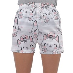 Cat With Bow Pattern Sleepwear Shorts by Vaneshart