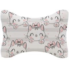 Cat With Bow Pattern Seat Head Rest Cushion by Vaneshart