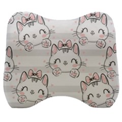 Cat With Bow Pattern Velour Head Support Cushion by Vaneshart