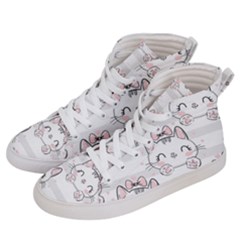 Cat With Bow Pattern Men s Hi-top Skate Sneakers by Vaneshart