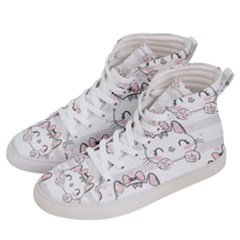 Cat With Bow Pattern Women s Hi-top Skate Sneakers by Vaneshart