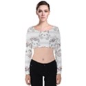 Cat With Bow Pattern Velvet Long Sleeve Crop Top View1