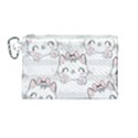 Cat With Bow Pattern Canvas Cosmetic Bag (Medium) View1