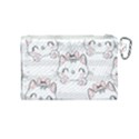 Cat With Bow Pattern Canvas Cosmetic Bag (Medium) View2