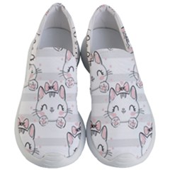 Cat With Bow Pattern Women s Lightweight Slip Ons by Vaneshart