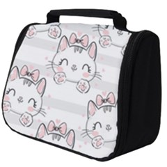 Cat With Bow Pattern Full Print Travel Pouch (big) by Vaneshart