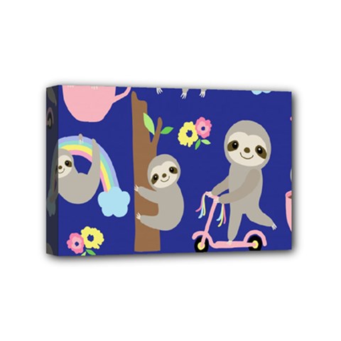 Hand Drawn Cute Sloth Pattern Background Mini Canvas 6  X 4  (stretched) by Vaneshart