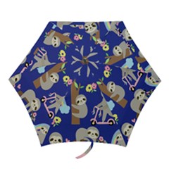 Hand Drawn Cute Sloth Pattern Background Mini Folding Umbrellas by Vaneshart