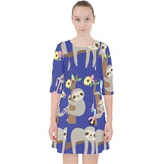 Hand Drawn Cute Sloth Pattern Background Pocket Dress by Vaneshart