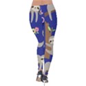 Hand Drawn Cute Sloth Pattern Background Velvet Leggings View2