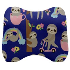 Hand Drawn Cute Sloth Pattern Background Velour Head Support Cushion by Vaneshart