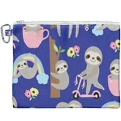 Hand Drawn Cute Sloth Pattern Background Canvas Cosmetic Bag (xxxl) by Vaneshart