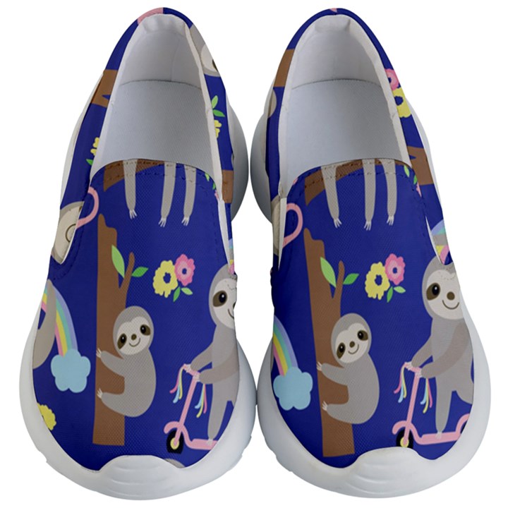 Hand Drawn Cute Sloth Pattern Background Kids Lightweight Slip Ons