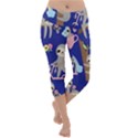 Hand Drawn Cute Sloth Pattern Background Lightweight Velour Capri Yoga Leggings View1