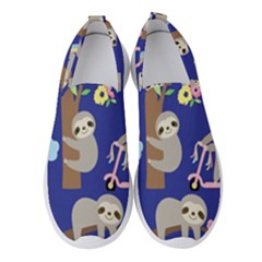 Hand Drawn Cute Sloth Pattern Background Women s Slip On Sneakers by Vaneshart